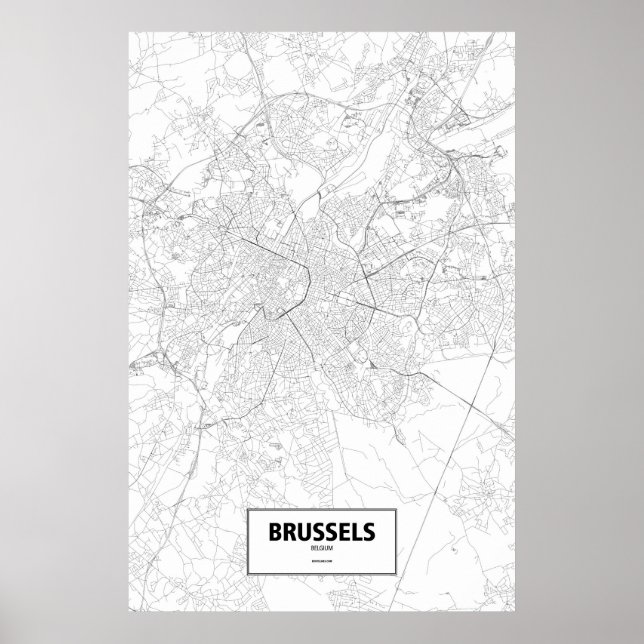 Brüssel, Belgien (schwarz auf weiß) Poster (Vorne)