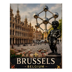 🧲 Brüssel Belgien Urlaubserinnerung zum Erinnern  Poster