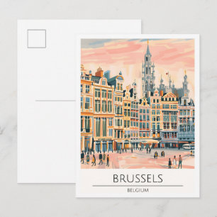 Brüssel Belgien Vintage Kunst Illustration Reise Postkarte