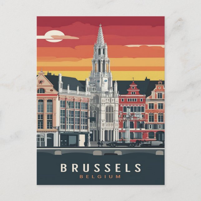 Brüssel, Belgien - Vintage Malerei Postkarte (Vorderseite)