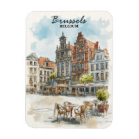 Brüssel Belgien - Vintages Wasserfarbenbild Stadt