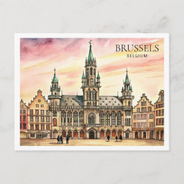 Brüssel Belgien Watercolor Grand Palace Feiertagspostkarte