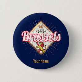 Brüssel Europa Hauptstadt Belgien Retro Lion Vinta Button
