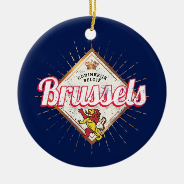 Brüssel Europa Hauptstadt Belgien Retro Lion Vinta Keramik Ornament (Vorne)