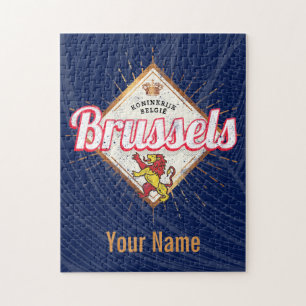 Brüssel Europa Hauptstadt Belgien Retro Löwe Vinta Puzzle