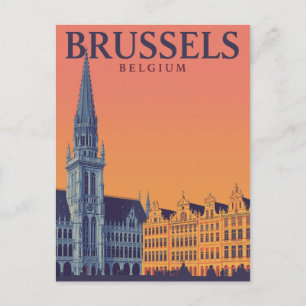 Brüssel Grand Place Vintage Reise Kunst Postkarte