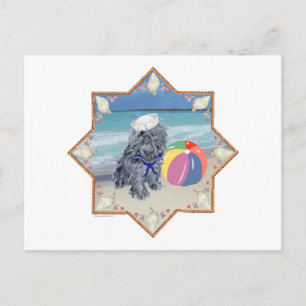 Brüssel Griffon am Strand Postkarte