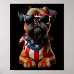 Brüssel Griffon Dog 4. Juli American Independence Poster