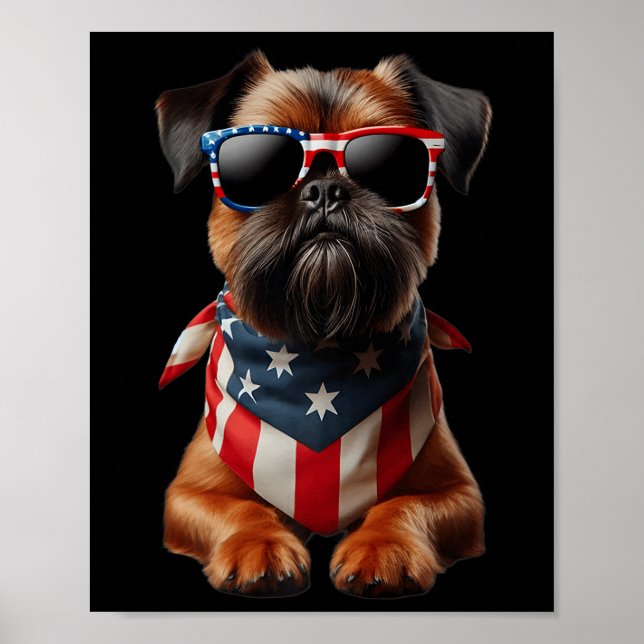 Brüssel Griffon Dog 4. Juli American Independence Poster (Vorne)
