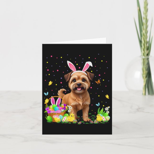 Brüssel Griffon Dog Easter Egg Hunt Bunny Ear Hap Karte (Vorderseite)