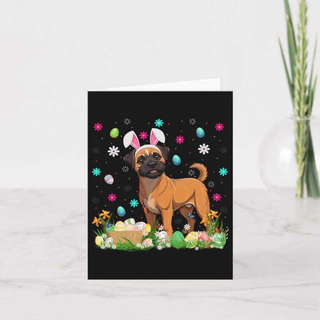 Brüssel Griffon Dog Easter Egg Hunt Bunny Ear Hap Karte (Vorderseite)