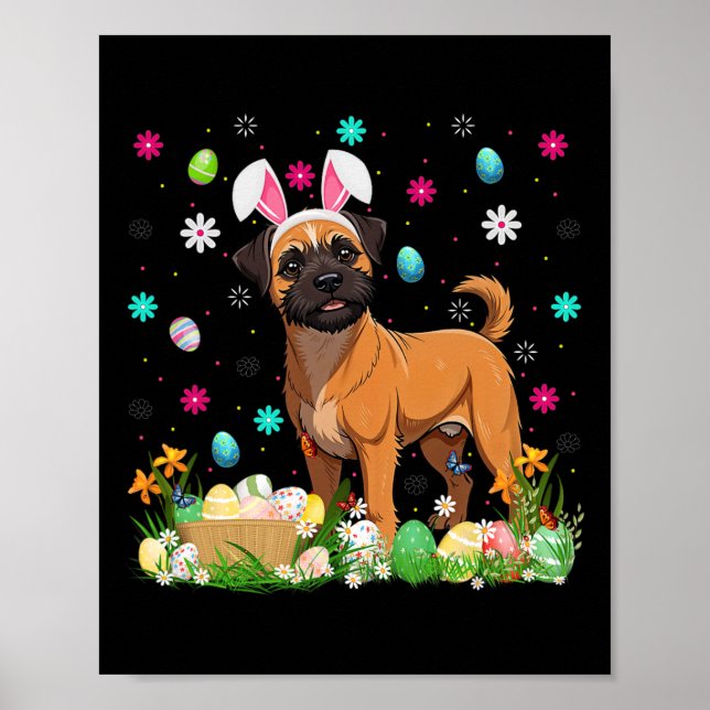 Brüssel Griffon Dog Easter Egg Hunt Bunny Ear Hap Poster (Vorne)