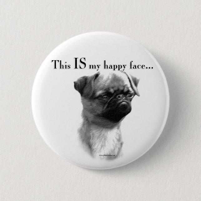 Brüssel Griffon Happy Face Button (Vorderseite)