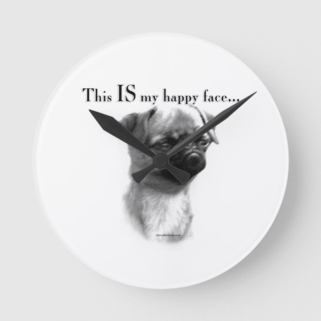 Brüssel Griffon Happy Face Runde Wanduhr (Vorderseite)
