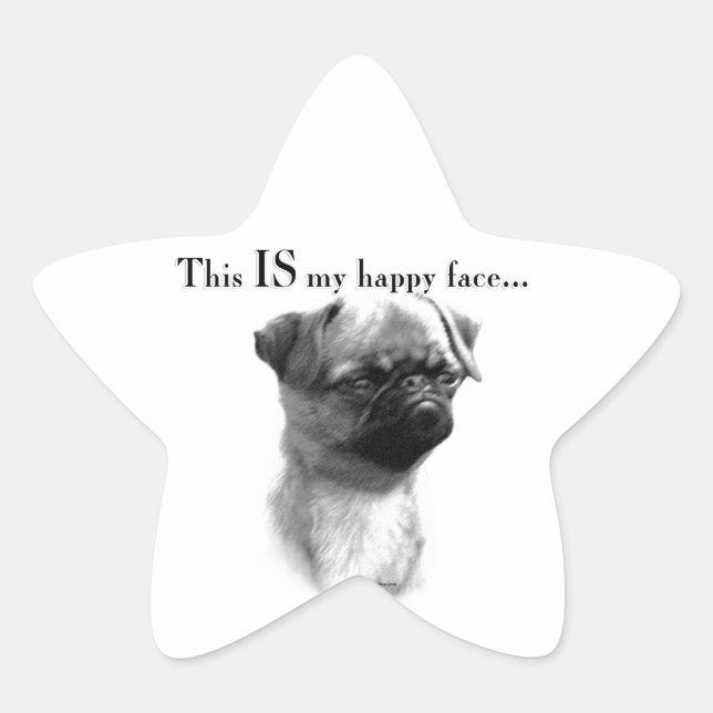 Brüssel Griffon Happy Face Stern-Aufkleber (Vorderseite)