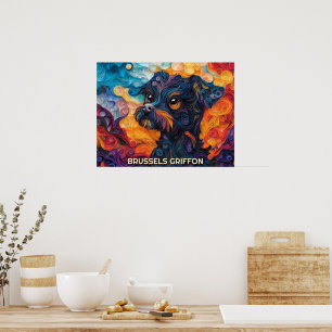 Brüssel Griffon Paper Quilling Art Dog Portrait Poster