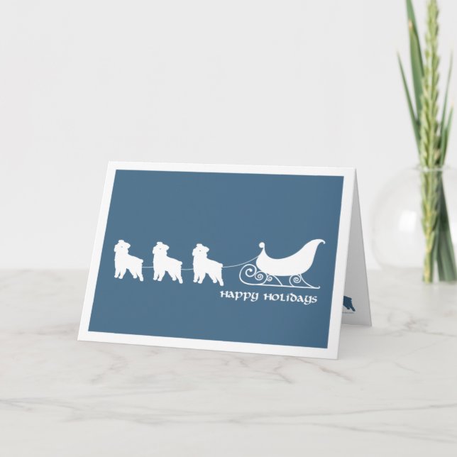 Brüssel Griffon Pulling Santa's Sleigh Feiertagskarte (Vorderseite)