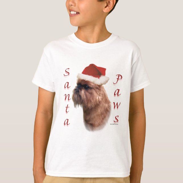 Brüssel Griffon Santa Paws T-Shirt (Vorderseite)