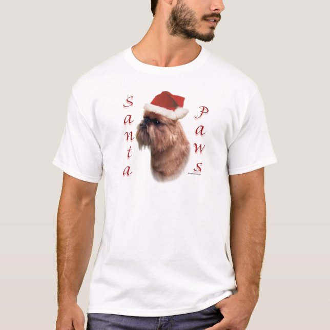 Brüssel Griffon Santa Paws T-Shirt (Vorderseite)