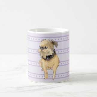 Brüssel Griffon Sitting Watercolor in Lila Kaffeetasse