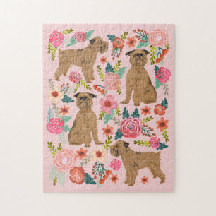 Brüssel Griffon Vintag Florals rosa Puzzle