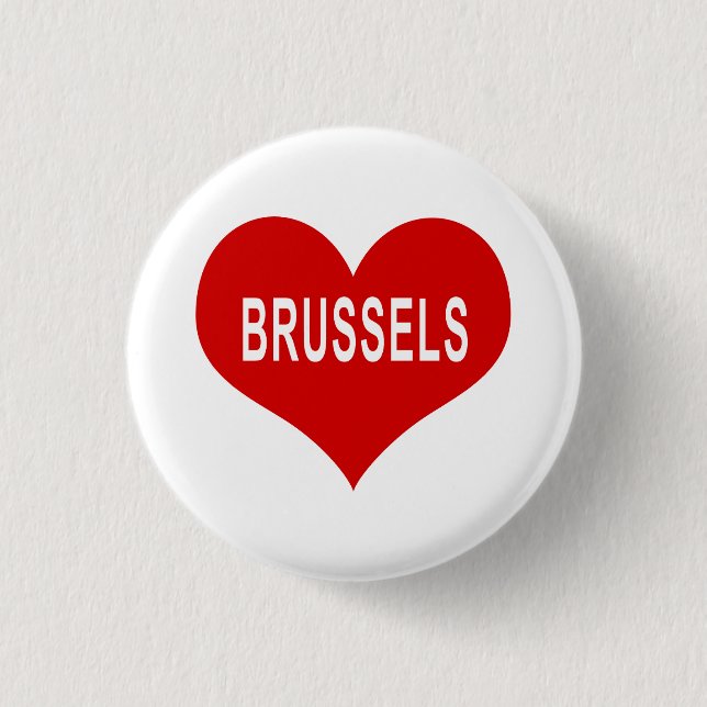 BRÜSSEL Rotes Liebe Herz Button (Vorderseite)