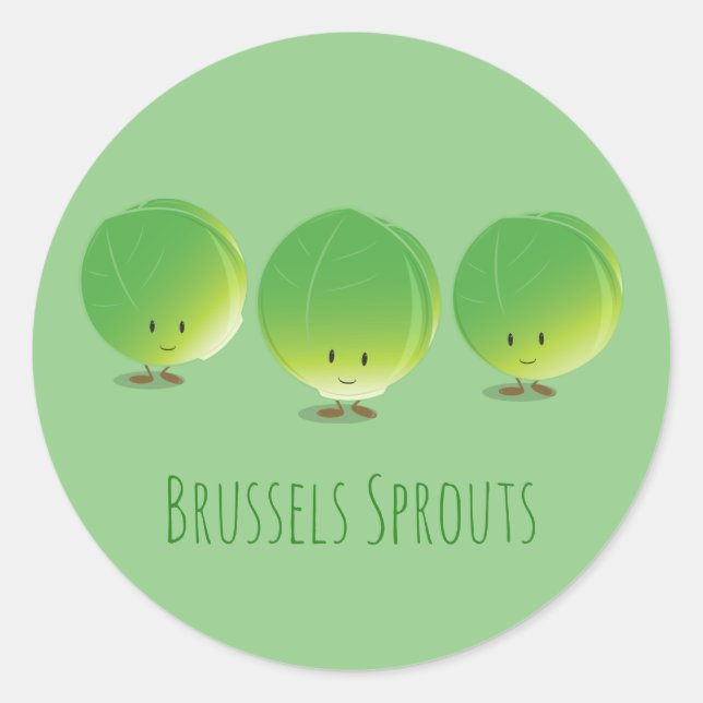 Brüssel Sprouts Gemüse Runder Aufkleber (Vorderseite)
