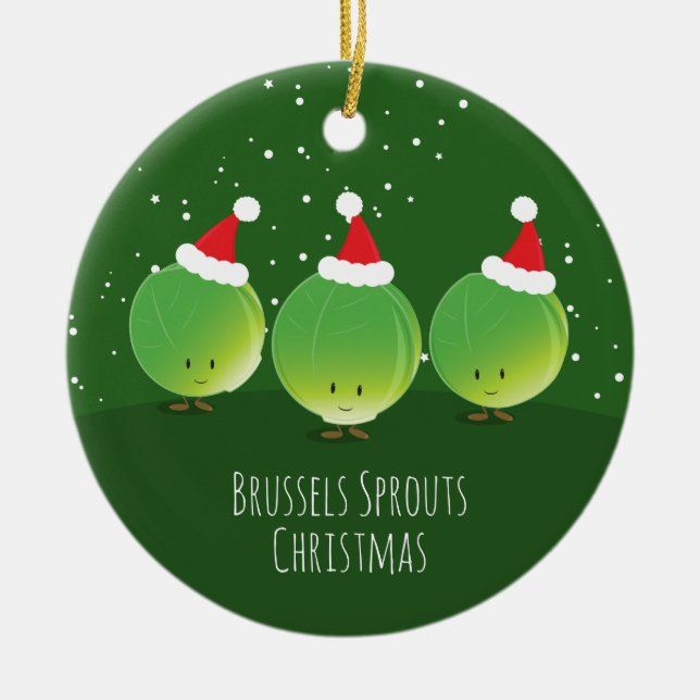 Brüssel Sprouts Weihnachtsmannmütze Grüne Ernährun Keramik Ornament (Vorne)