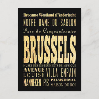 Brüssel Stadt Belgien Typografie Stadt Kunst Postkarte