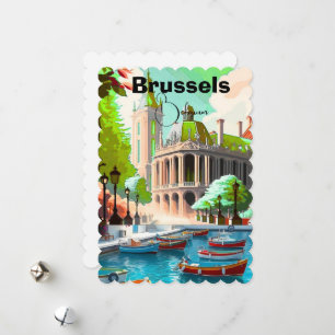Brüssel Travel Art Postkarte, Belgien Travel Art, Feiertagskarte