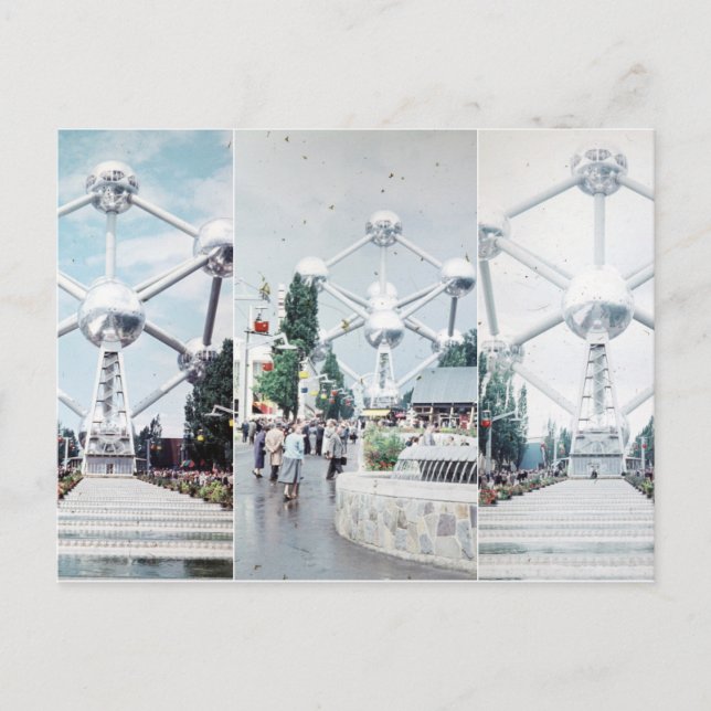 Brüsseler Atomium-FotoCollage Postkarte (Vorderseite)
