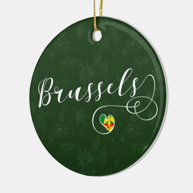 Brüsseler Flagge im Herzen Keramik Ornament (Links)