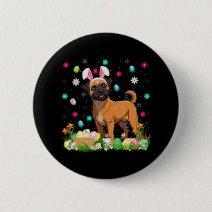 Brüsseler Griffon-Hund Ostereier-Suche Hasenohren Button