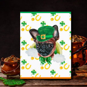 Brüsseler Griffon-Hund Shamrock St. Patricks Day Feiertagspostkarte