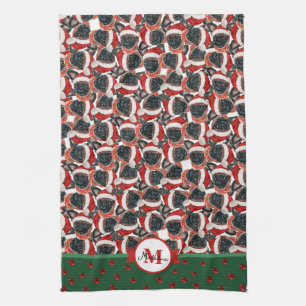 Brüsseler Griffon Muster Monogramm Weihnachten Hun Geschirrtuch