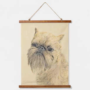 Brüsseler Griffon Rough-Malerei - Originale Hundek Wandteppich Mit Holzrahmen