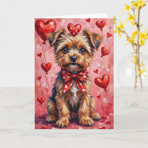 Brüsseler Griffon Valentinstag Hund sitzt mit Herz Karte