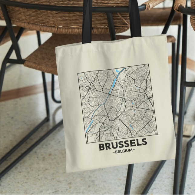 Brussels, Belgium City Map Tote Bag Tragetasche (Von Creator hochgeladen)