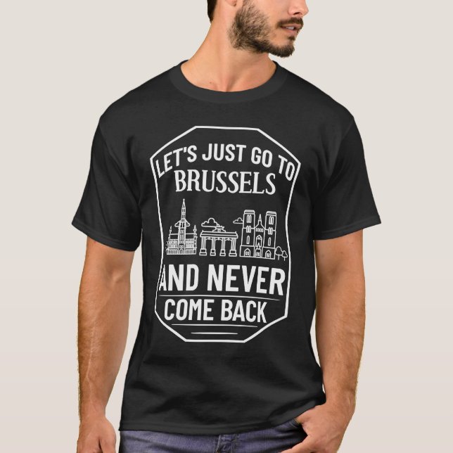 Brussels Belgium City Skyline Map Travel T-Shirt (Vorderseite)