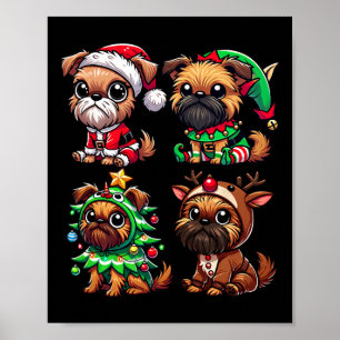 Brussels Griffon Christmas Tree Santa Elf Costume Poster