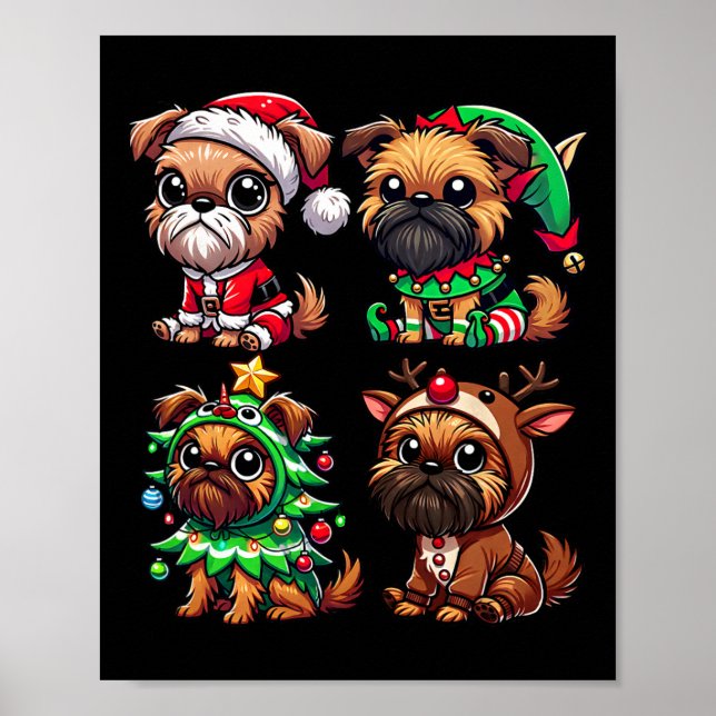Brussels Griffon Christmas Tree Santa Elf Costume Poster (Vorne)