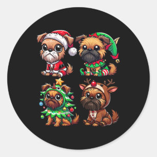 Brussels Griffon Christmas Tree Santa Elf Costume Runder Aufkleber
