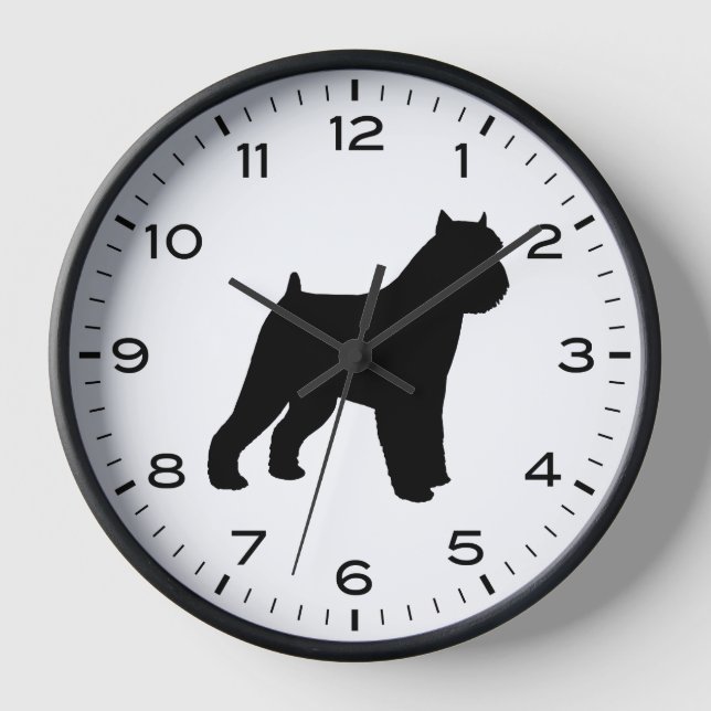 Brussels Griffon Dog Breed Silhouette Clock Uhr (Vorderseite)