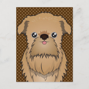 Brussels Griffon Dog Cartoon Paws Postkarte