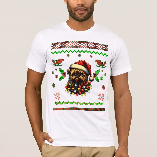 Brussels Griffon Dog Christmas Hat Xmas T-Shirt (Vorderseite)