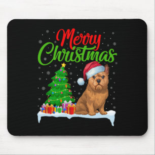 Brussels Griffon Dog Christmas Tree Lights Xmas Do Mousepad