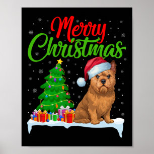Brussels Griffon Dog Christmas Tree Lights Xmas Do Poster