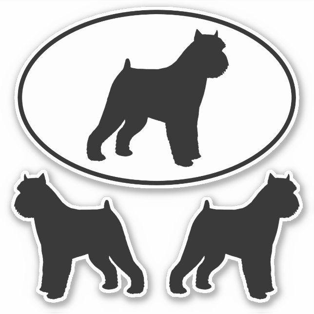 Brussels Griffon Dog Silhouetten Vinyl Sticker Set (Vorderseite)