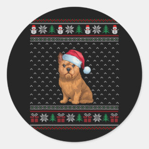 Brussels Griffon Dog Wear Weihnachtsmannmütze Ugly Runder Aufkleber