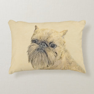 Brussels Griffon Painting - Niedliche Hundekunst Dekokissen